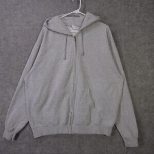 Champion Hoodie Mens XL Gray Full Zip Sweatshirt Eco Authentic Fleece Casual